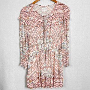 a Collective Story Long Sleeve Boho Floral Mini Dress Womens Size L